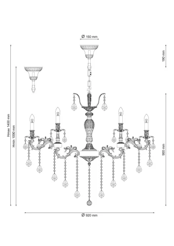 Люстра подвесная BARLETTA 122.12.6 antique Lucia Tucci без плафона на 18 ламп, основание бронзовое в стиле классический  фото 4
